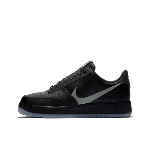 Nike Air FORCE 1 Non Slip Легкий Низкий Топ Скейтбординг Кроссовки Унисекс Черный Серебряный