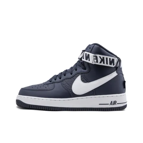 Nike Air Force 1 NBA Midnight Blue Покрытие Slip-Resistant Высокие Кроссовки для Скейтбординга Мужские Синий Белый