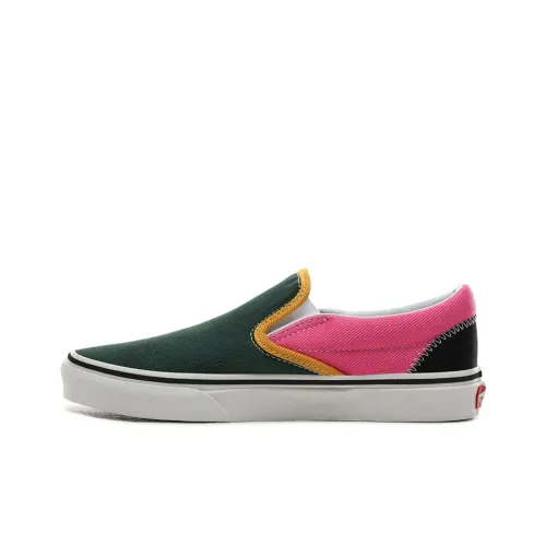 Vans Slip On Series VARSITY Classic Low Top Скейтборд Кроссовки Женские Розовый Зеленый