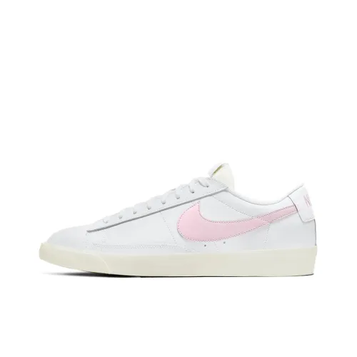 Nike Blazer Кожа 'Розовая пена' Покрытие Slip-resistant Низкие Кроссовки для скейтбординга Мужские Белые Розовые