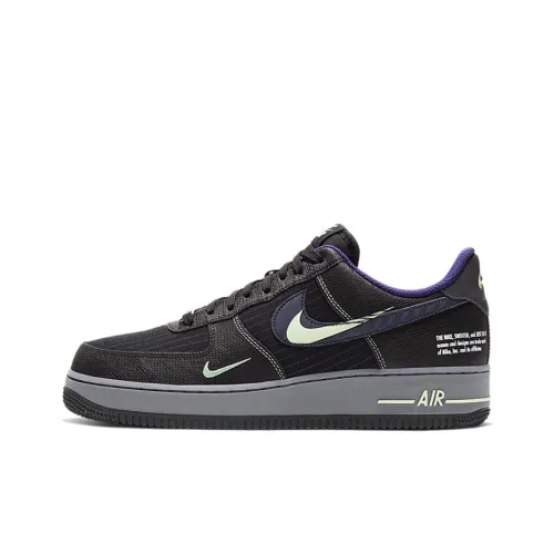 Nike Air FORCE 1 Non Slip Легкий Низкий Топ Скейтбординг Кроссовки Мужские Черные Сетка
