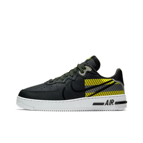 Nike Air FORCE 1 React D MS X Покрытие Slip-resistant Низкий топ Скейтбординг Мужской Черный Желтый