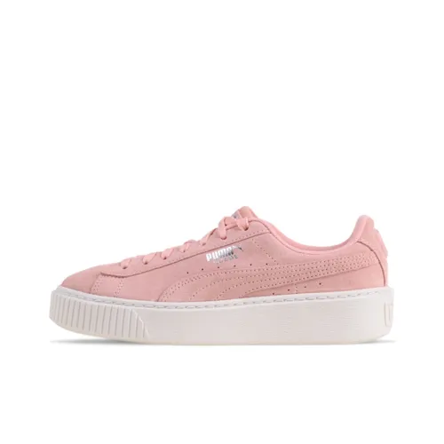 PUMA Basket Series Платформа Низкие Кроссовки для Скейтбординга Женские Вишневый Цветок