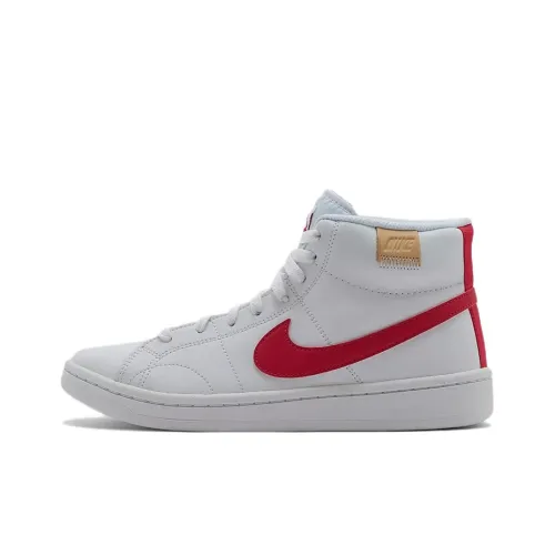 nike Court Royale 2 MID Противоскользящие Устойчивые к износу Легкий MID Топ Скейтборд Кроссовки Женские Белые Красные
