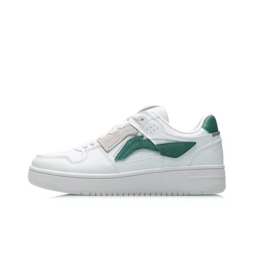 LINING Tianji Series Slip-resistant Abrasion-resistant Lightweight Low-Top Skateboard Shoes Women's White Green Лайнинг Tianji Series противоскользящие устойчивые к износу легкие низкие кеды для скейтбординга женские белые зеленые