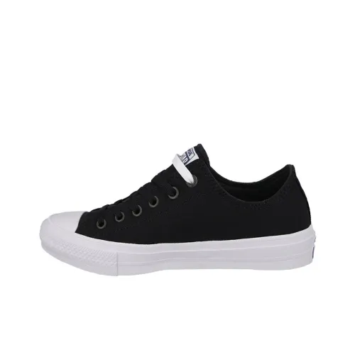 Converse Chuck Taylor All Star 2 II Бык Slip-Resistant Abrasion-Resistant Low-Top Скейтборд Кроссовки Унисекс Черный Белый