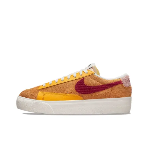 nike Blazer Платформа Устойчивая к истиранию Противоскользящая Низкий Топ Скейтборд Кроссовки Женские Каштановый