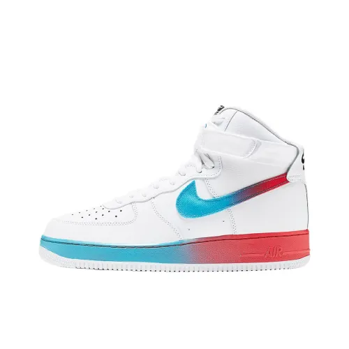Nike Air FORCE 1 Non Slip Легкий Высокий Топ Скейтбординг Кроссовки Мужские Синие Оранжевые