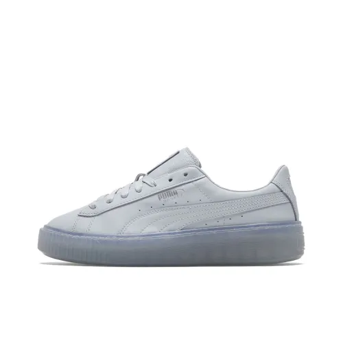 PUMA Basket Platform Core Low Топ Скейтборд Кроссовки Женские Светло-Синий Серебряный