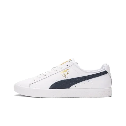 PUMA CLYDE CORE FOIL Износостойкий и Легкий Низкий Топ Кроссовки для скейтбординга Мужские Белые и Синие