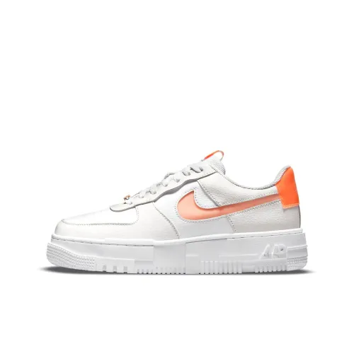 Nike Air Force 1 Пиксель Противоскользящие Устойчивые к истиранию Амортизаторы Низкие Скейтбординг Кроссовки Женские Белые Апельсин