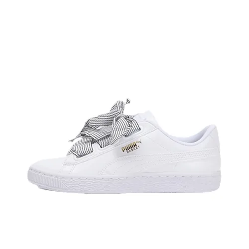 PUMA Basket Heart Ribbon Легкий Низкий Топ Скейтборд Кроссовки Женские Молочно-белые