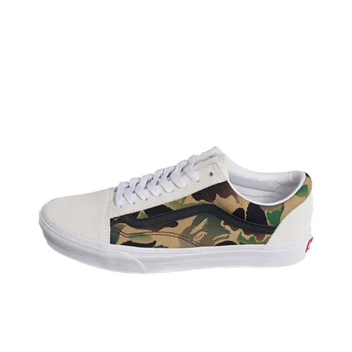 A BATHING APE x Vans Old Skool Low Топ Скейтборд Кроссовки Унисекс Белый Камуфляж