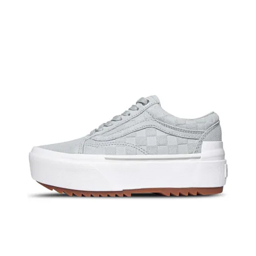 Vans Old Skool Collection Низкие Кроссовки для Скейтбординга Женские Серый Белый Шахматный Узор