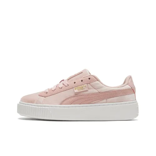 PUMA Платформа Бархат Низкий Топ Скейтборд Кроссовки Женские Розовые Белые