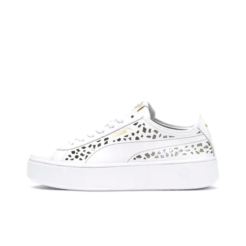 PUMA Vikky Stacked Лазерный Cut SoftFoam Низкие Кроссовки для скейтбординга Женские Белые