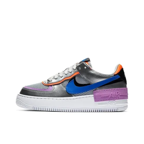 Nike Air FORCE 1 Shadow Металлическое серебро Покрытие Нижняя юбка Резистентный Низ Топ Скейтбординг Кроссовки Женские Серебряный Синий