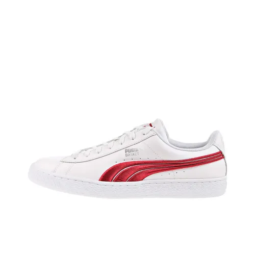 PUMA Basket Series Classic Badge Low Top Скейтборд Кроссовки Мужские Белый Красный