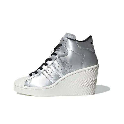 Adidas Originals Superstar Ellure Устойчивые к истиранию низкие кроссовки для скейтбординга Женские Серебряный