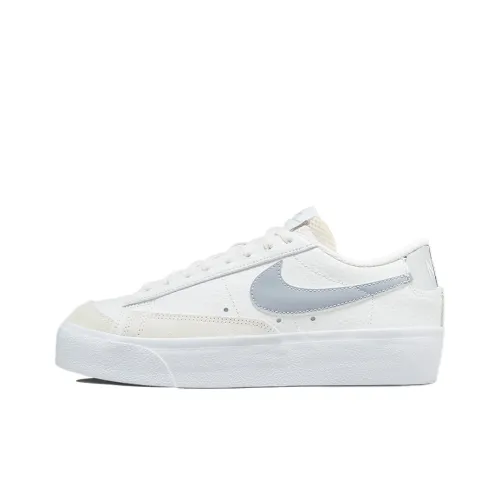 nike Blazer Платформа Противоскользящий Устойчивый к истиранию Низкий Топ Скейтборд Кроссовки Женские Белый Серый