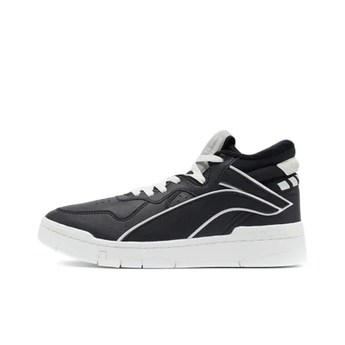 LiNing Wave SUPERWAVE MID Противоскользящие устойчивые к истиранию MID Топ Скейтборд Кроссовки Мужские Черный Белый