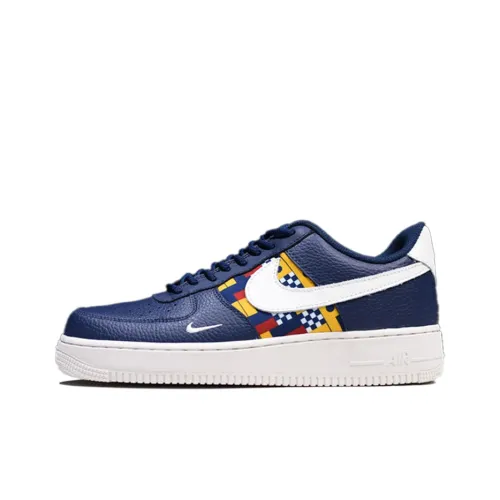 Nike Air FORCE 1 07 LV8 'Морской стиль Покрытие Противоскользящий Низкий Топ Скейтбординг Кроссовки GS Белый Синий Желтый