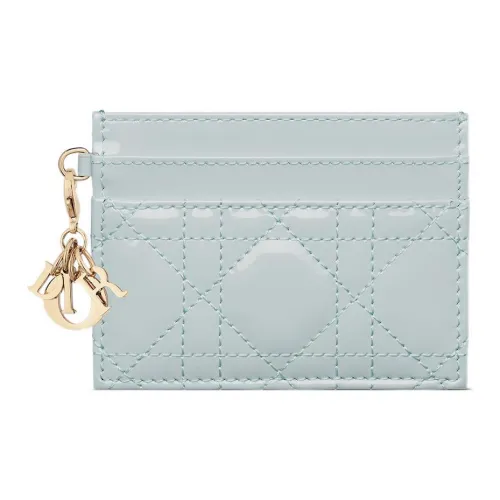 DIOR Lady Dior Лакированная кожа Телячья кожа Кошелек Держатель для карт Держатель для карт Женские Синий