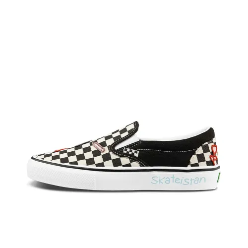 VANS Slip On Series Low Top Скейтборд Кроссовки Унисекс Черно-Белая Шахматка