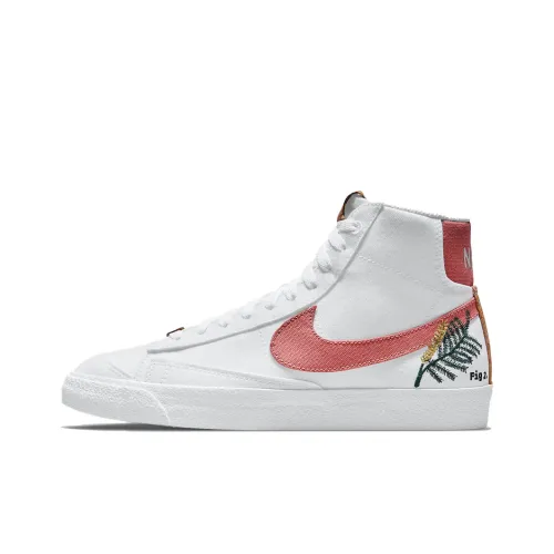 Nike Blazer 77 'Catechu' Покрытие Slip-Resistant Легкий MID Топ Скейтборд Кроссовки Женские Белые Красные