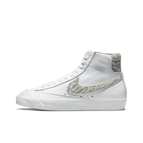 Nike Blazer 77 Зебра Slip-resistant Амортизация Устойчивость к истиранию MID Скейтбординг Кроссовки Женские Белый Серый