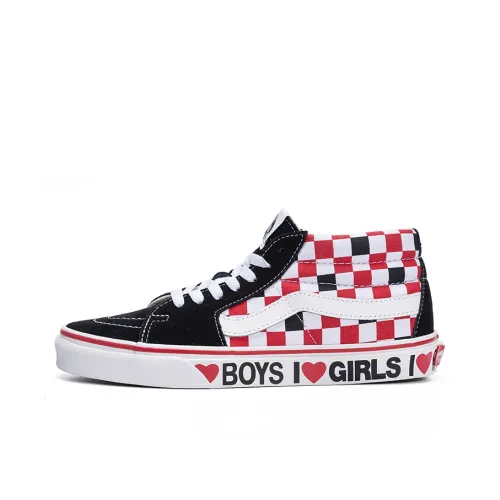 VANS SK8 I Сердце MID Топ Скейтборд Кроссовки Унисекс Черный Красный Белый
