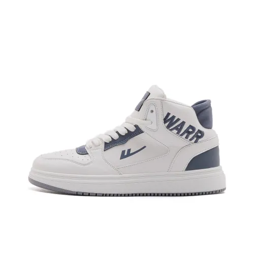 Warrior Износостойкий Легкий Дышащий и Противоскользящий. Высокий Топ Скейтборд Кроссовки Мужские Бежево-Синие