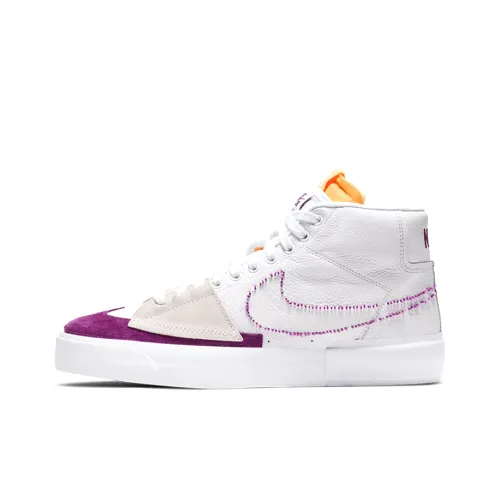 Nike SB Zoom Blazer MID Edge L MID Топ Скейтборд Кроссовки Унисекс Белый Фиолетовый