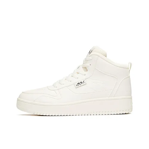 ANTA Life Collection Нескользящий Легкий Высокий Топ Скейтборд Кроссовки Мужские Чисто Белые