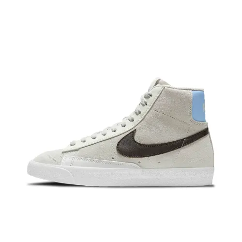 Nike Blazer Покрытие Slip-Resistant Abrasion-Resistant Легкий MID Топ Скейтборд Кроссовки Мужские Серый Бежевый