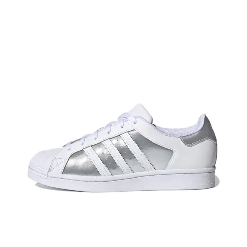 Adidas Originals SUPERSTAR LOW Кроссовки для скейтбординга Женские Белые Серые Серебряные