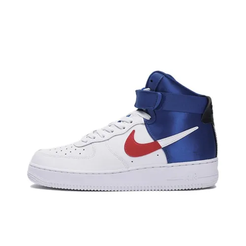 Nike Air Force 1 NBA 'Clippers' Speedboat Anti-Slip Легкий Высокий Топ Скейтбординг Кроссовки Unisex Белый Синий