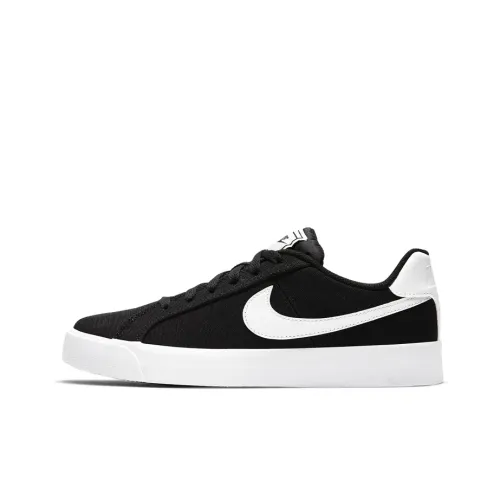 Nike Court Royale AC Холст Покрытие Противоскользящий Низкий Топ Скейтборд Кроссовки Женские Черный Белый