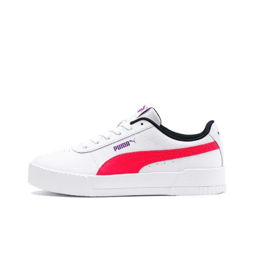 PUMA Carina Series Кожа Низкие Кроссовки для скейтбординга Женские Белые Красные