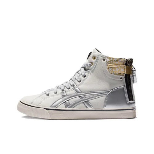 Asics Double Clutch High Топ Скейтборд Кроссовки Унисекс Белый Серебряный