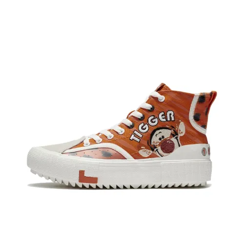 Disney x LiNing Disney Тиггер Slip-Resistant Shock Absorbers Легкие Высокие Кроссовки для Скейтбординга Женские Zhe Orange