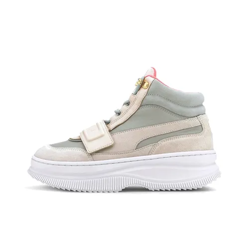 PUMA DEVA Suede MID Скейтборд Кроссовки Женские Хаки Зеленый Белый