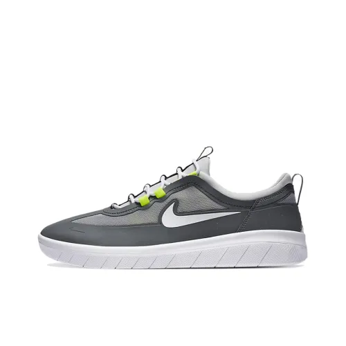 Nike SB Nyjah Free 2 Покрытие Slip-Resistant Низкий Топ Скейтборд Кроссовки Унисекс Белый Серый Зеленый