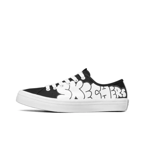 Jeremyville x Skechers V'lites Low Топ Скейтборд Кроссовки Женские Черный Белый