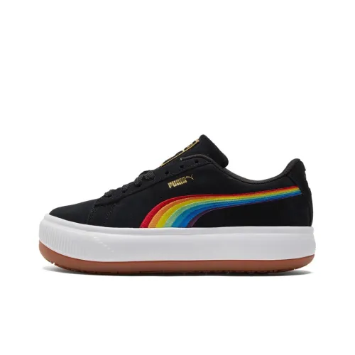 PUMA SUEDE MAYU Rainbow Низкие Кроссовки для скейтбординга Женские Черная Радуга