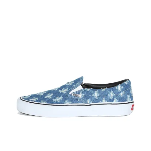 Supreme x VANS Slip On Series Low Skateboard Shoes Unisex Blue 2020