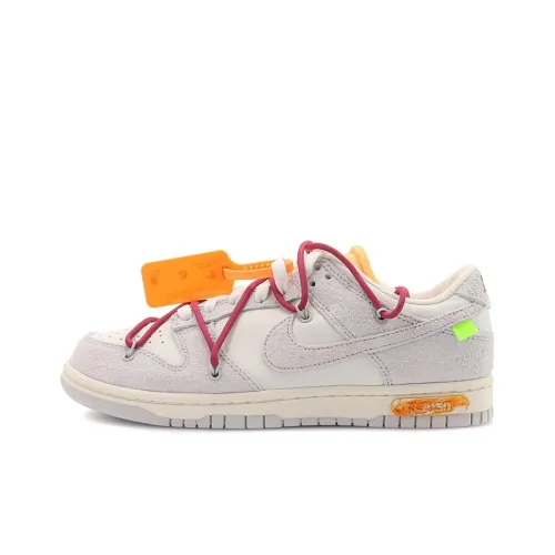 Off Белый x Nike Dunk The 50 Low Топ Скейтборд Кроссовки Унисекс Серый Белый