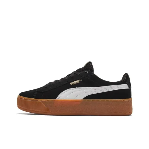 PUMA Vikky Platform Anti-slip Легкий Низкий Топ Скейтбординг Кроссовки Женские Черный Белый