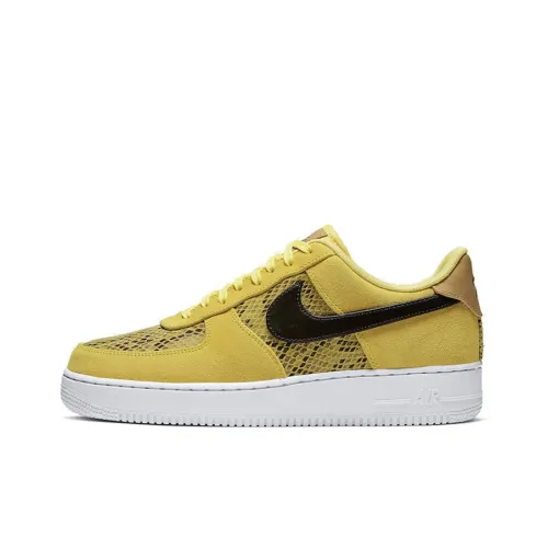 Nike Air FORCE 1 Желтый Snakeskin Non Slip Легкий Низкий Топ Скейтбординг Кроссовки Мужские Желтые