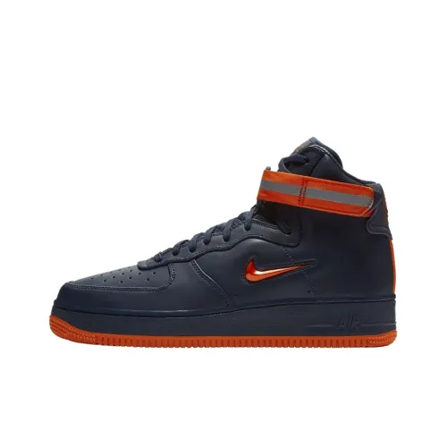 Nike Air Force 1 Покрытие Slip-Resistant и Abrasion-Resistant Высокий Топ Скейтбординг Мужские Черные и Оранжевые